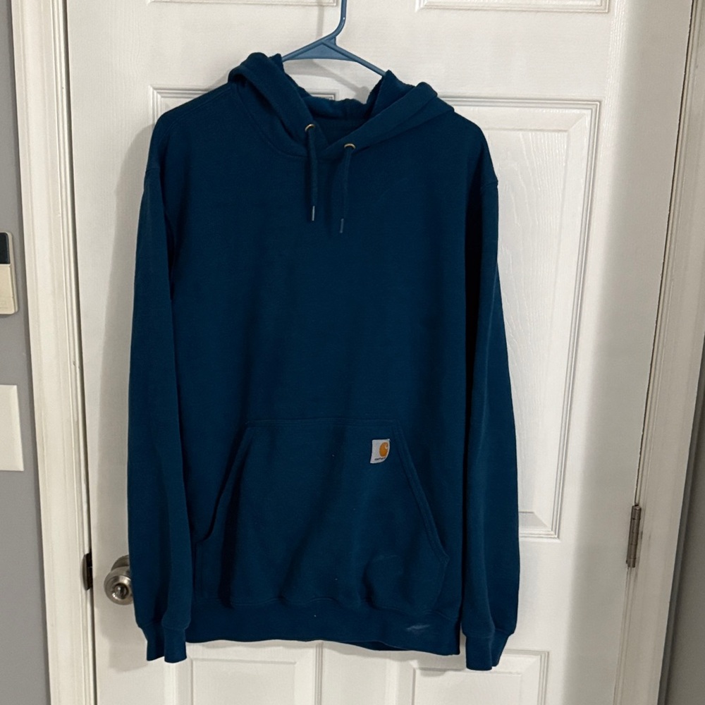Carhartt Men's Pullover Hooded Sweatshirt in Teal Blue